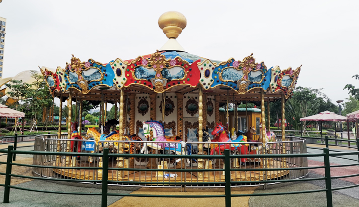 Carousel ride with single deck